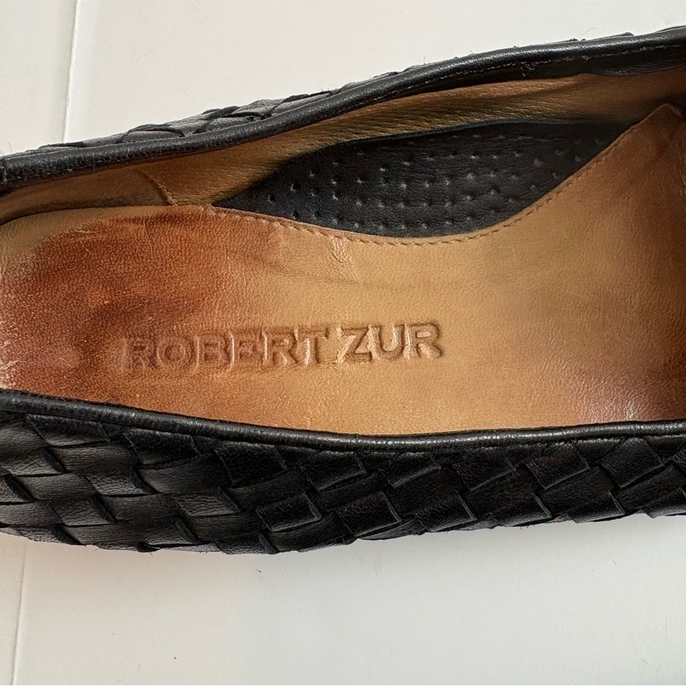 Robert Zur Black Woven Leather Flats - Picture 7 of 8